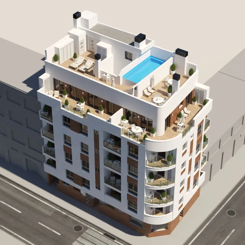 Moderní novostavby v centru Torrevieja